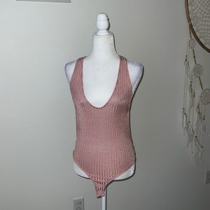 Pink V Neck Bodysuit